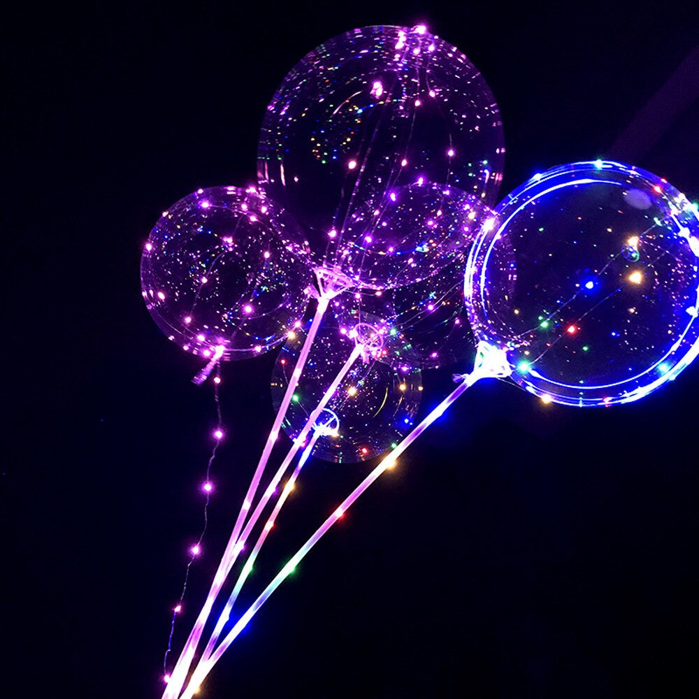 2pcs Reusable Luminous Led Balloon Transparent Round Bubble Decoration Party Wed Apr08