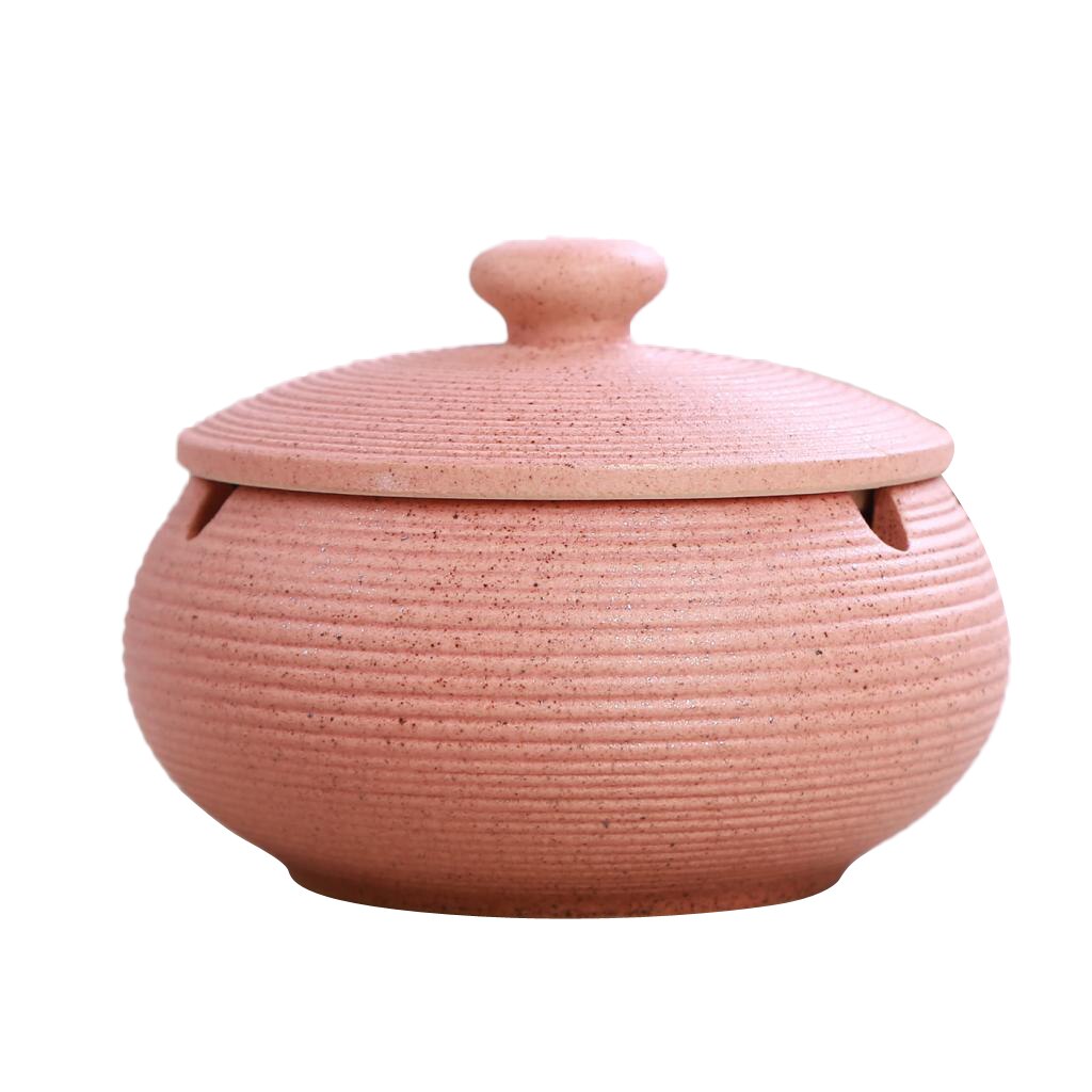 Cenicero de cerámica de Color sólido con tapa y tanque de agua: Pink