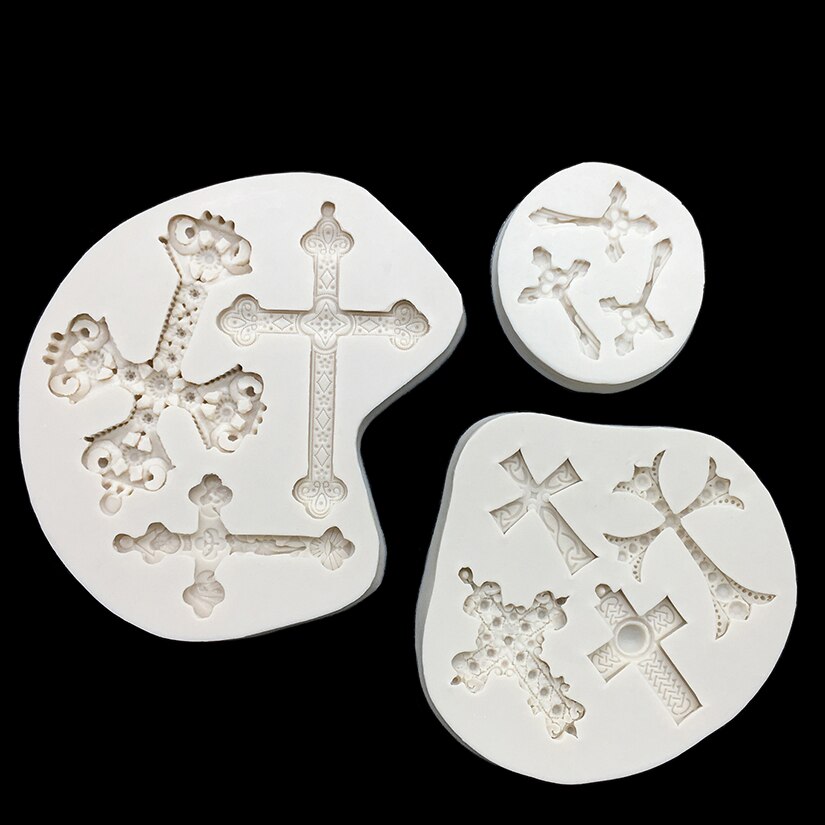 Molde de silicona con forma de cruz, herramientas de decoración de pasteles, Fondant