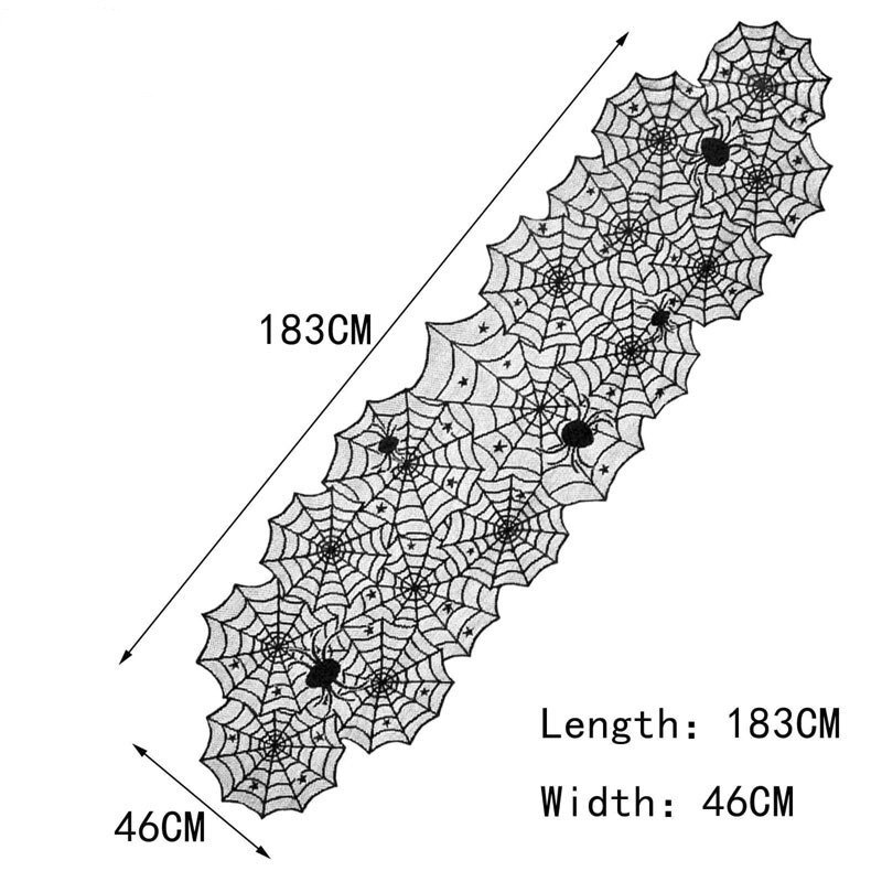 45x183cm Halloween Spider Web Table Runner Black Lace Tablecloth Halloween Table Decor Festival Party Supplies