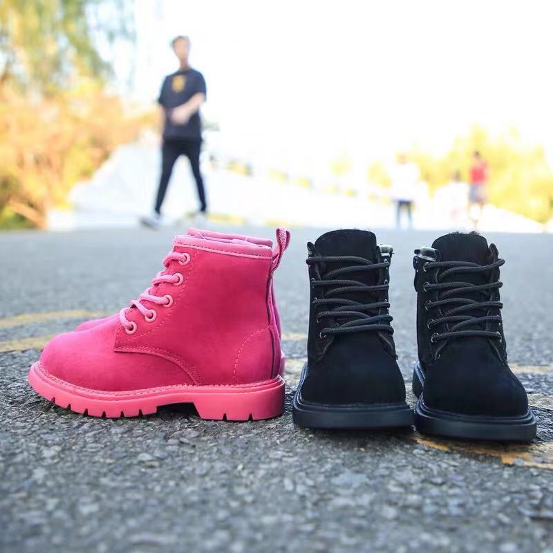Girls Boots Ankle Solod Kids Winter Martin Boots for Girls Warm Children Boots Girls Botte Enfant Fille Size 27-37 Pink