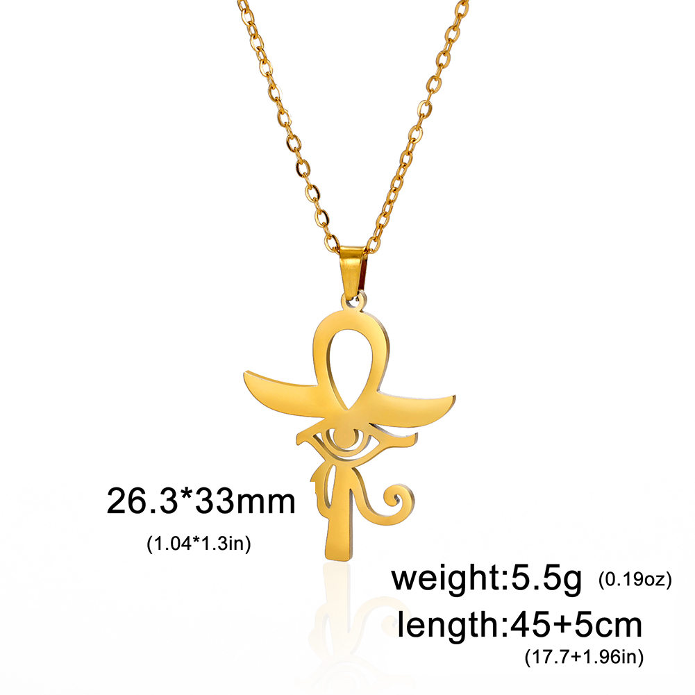 Lucktune Ankh Cruz amuleto egipcio collar de acero inoxidable llave de la vida símbolo crucifijo colgante collar mujeres joyería religiosa: Color amarillo claro