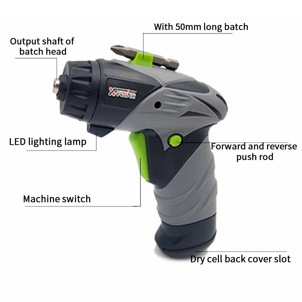With LED Light Electric Cordless Screwdriver Set Dry Battery Operated Hardware Torque Adjustable Power Tools Drill Mini Portable