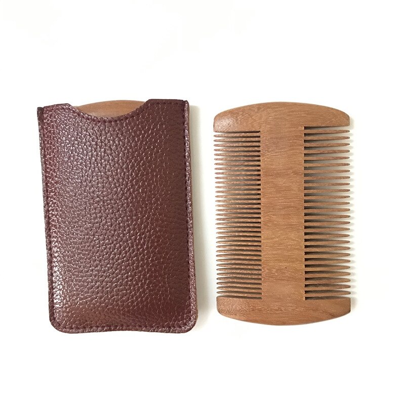 Wooden Beard Comb Natural Sandalwood Beard Comb with Fine &amp; Coarse Teeth - Anti-Static Pocket Comb for Everyday Carry