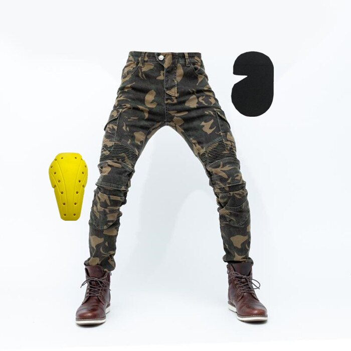 Pantalones vaqueros de camuflaje para hombre, equipo de protección para Moto, novedad de