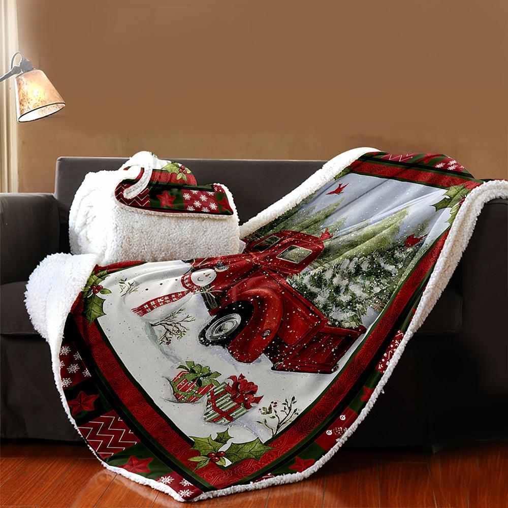 Onglyp 3d god jul sherpa tæppe comfy tæppe kaste til sofa sovesofa rejse plys varm sengetæppe hjem dekoration tæppe