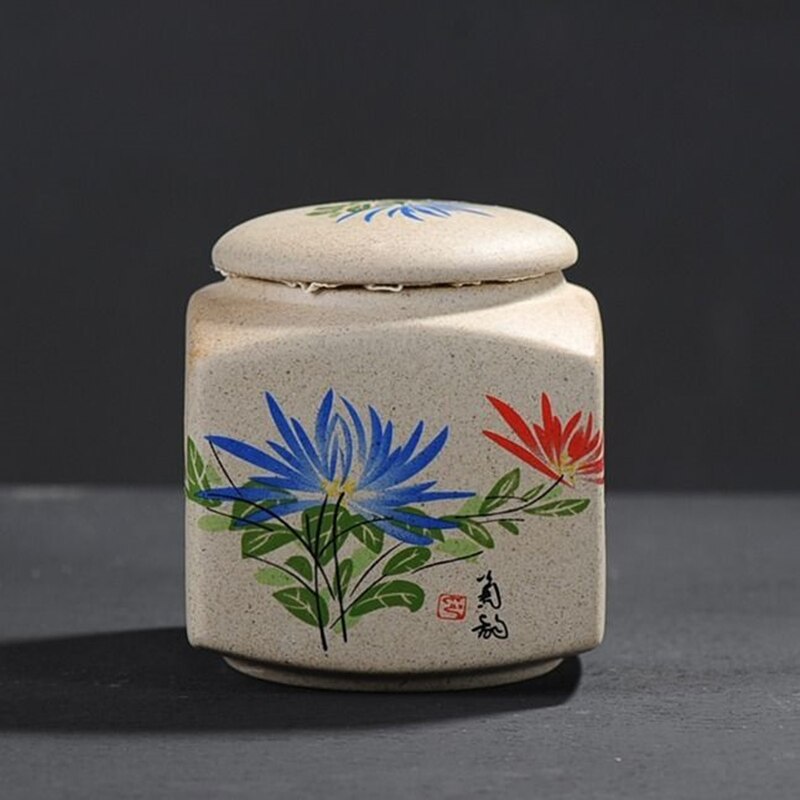 Tea Cake Jar Tea Jar Coarse Pottery Jar Ceramic Cans Seal Cans Laminated Tank Been Nuts Tank Spices Storage Tank Bean Cans