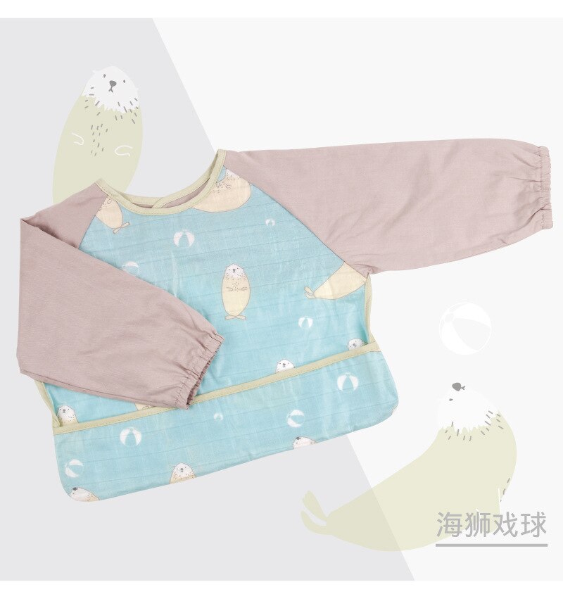 Elinfant Bavaglini con Maniche, 1pz Manica Lunga Impermeabile Bavaglino unisex Alimentazione Bavaglino Grembiule per il bambino infantile 6 Mesi a 2 Anni di Età: MULTI