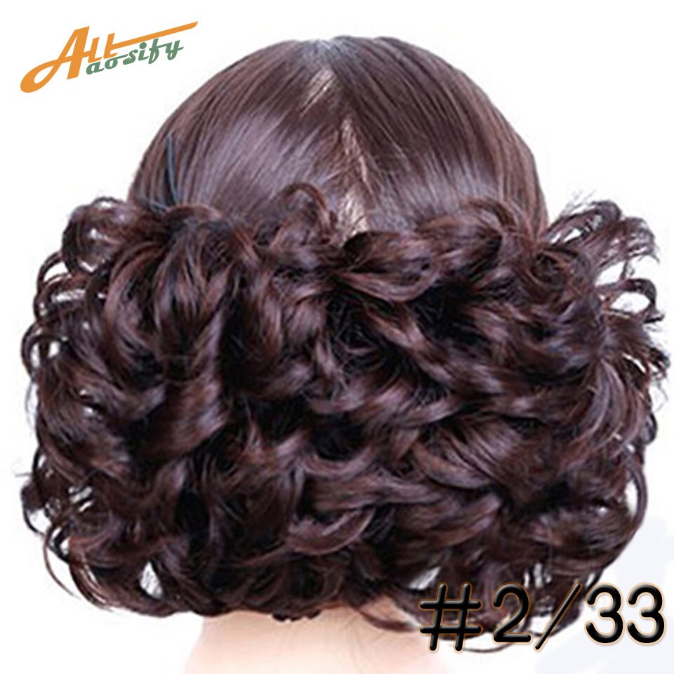 Allaosify Synthetic Chignon Women Curly Hair Extensions Hairpiece Wig Clip In Hair Bun Natural Black Red Brown Hair Accessories: 2M33