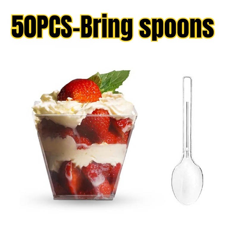25/50/100PCS Transparante Ladder Vormige Cups Dessert Cups Pudding Fruit Ijs Kamp Verjaardagsfeestje plastic Voedsel Container: Bruin