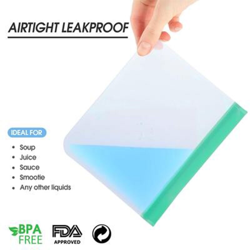 BEEMAN 15pcs Silicone Food Bag Frosted PEVA Reusable Food Storage Bag Top Leak-Proof Food Freezer Bag Kitchen Fresh-Keeping Bag