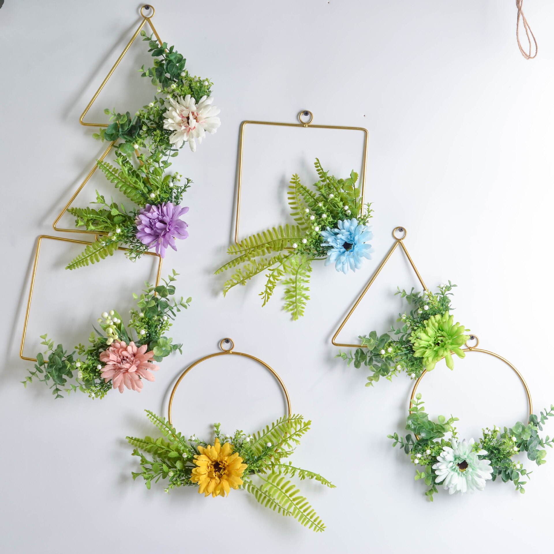 Guld jern metal ring krans krans blomsterkrans bryllup dekoration brud blomster bøjle indretning bondehus dør vægdekoration