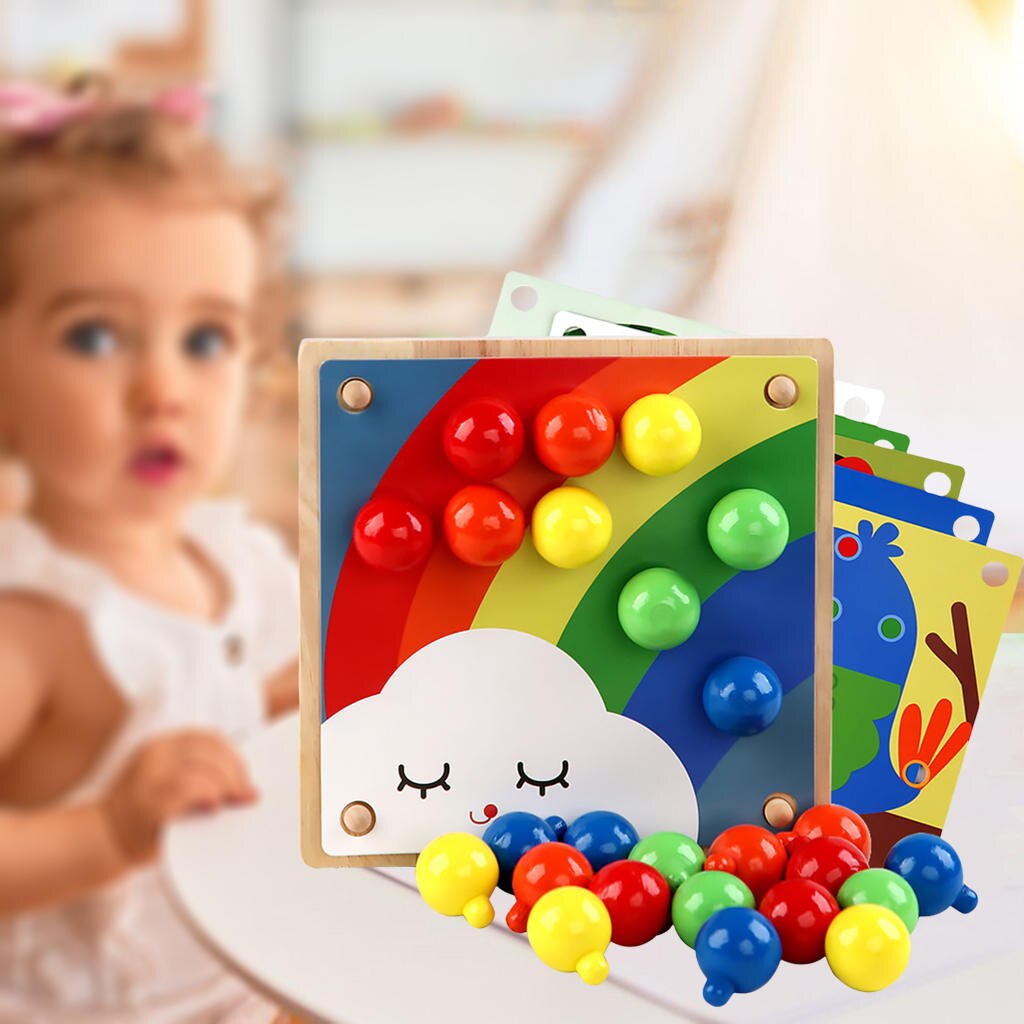 Houten Paddestoel Nagel Mozaïek Pegging Board Educatief Speelgoed Creatieve Gaven Peg Puzzel Knoppen Art Voor Leeftijd Over 3 Jaar Oud baby