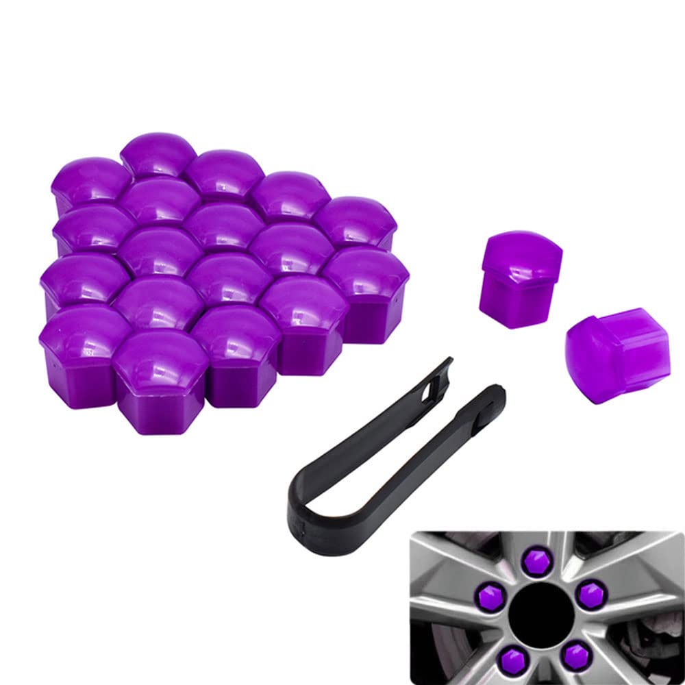 20 piezas cubiertas universales para tuercas de rueda 17/19/21mm-tapas para pernos de rueda a prueba de ust para coche, SUV, camión | Protección y decoración exterior: M12x1. 25 / Morado