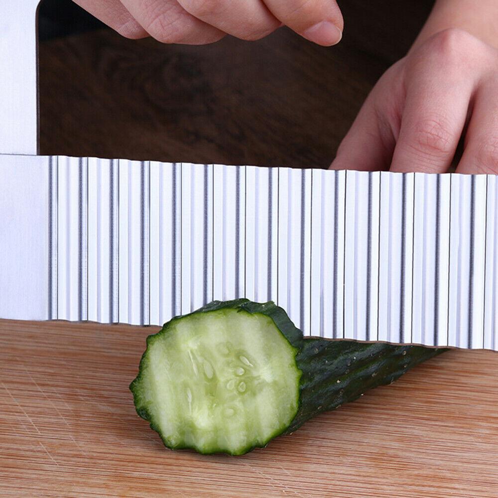 Hardwood Handle Crinkle Wax Vegetable Soap Cutter Fruit Wavy Slicer Stainless Steel Potato Cucumber Carrot Waves Cutting Slicer