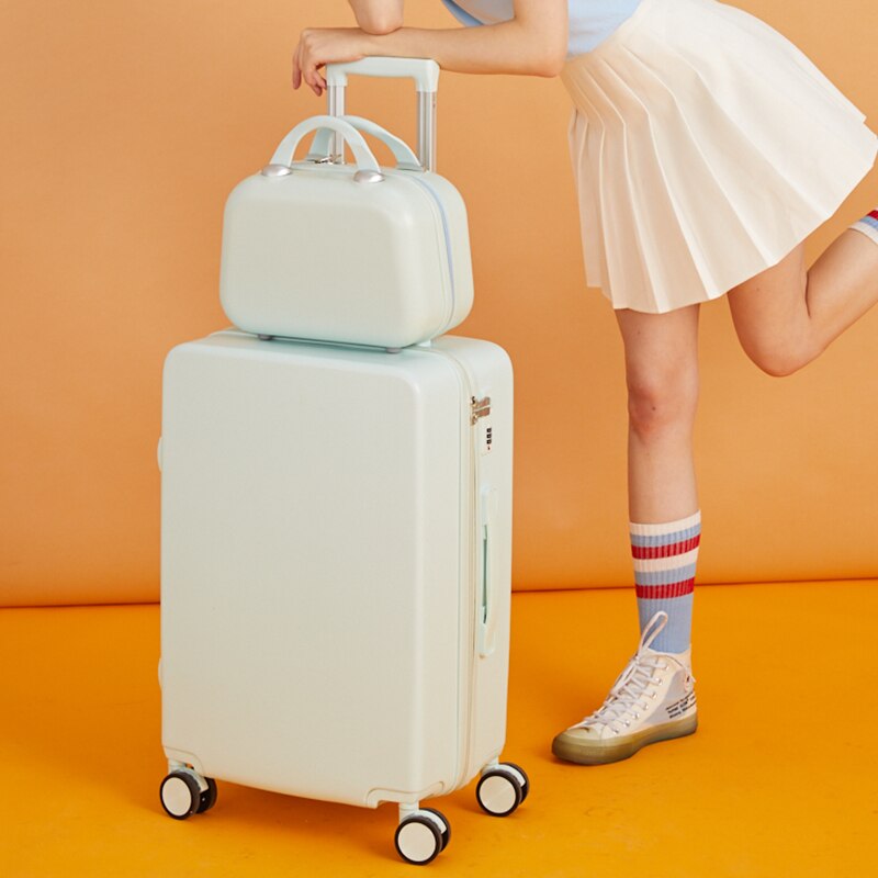 20"Suitcase Rolling Luggage With Travel Suitcase 캐리어 чемодан maletas de viaje trolley 캐리어 Luggage Set Suitcase: Mint Green Set