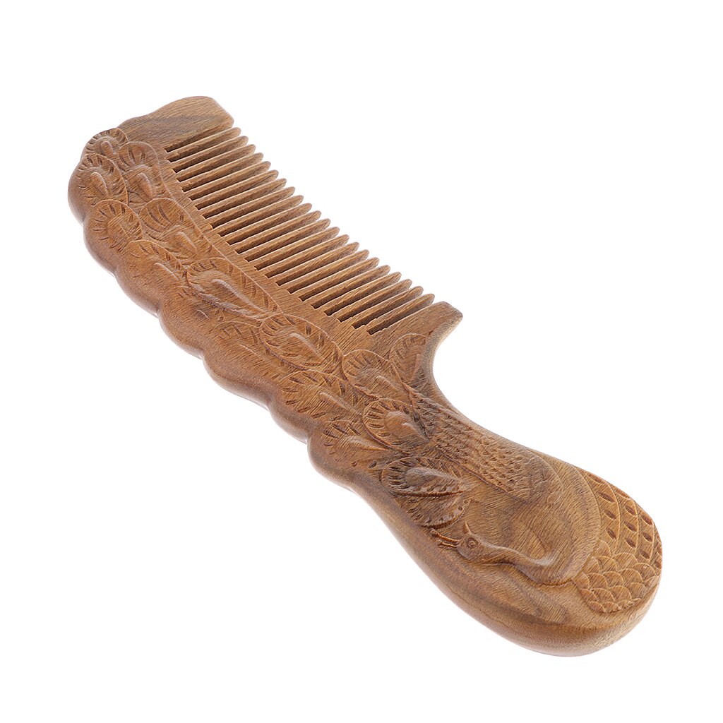 Pente de cabelo antigo de sândalo natural, pente fino de cabelo desembaraçado