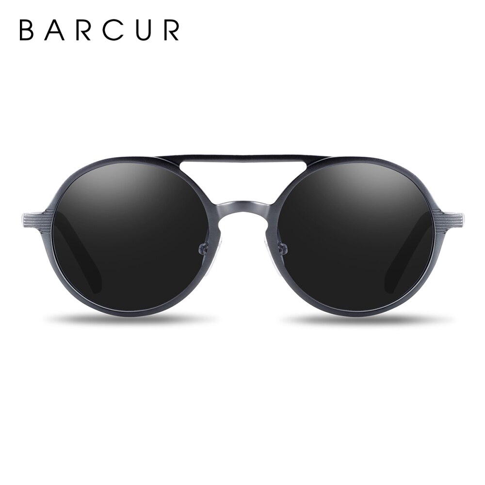 BARCUR Black Goggle Male Round Sunglasses Luxury Brand Men Glasses Retro Vintage Women Sun Glasses UV400 Eyewear