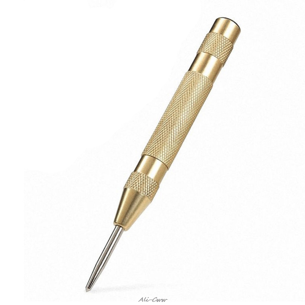 5'' Automatic Center Pin Punch Spring Loaded Marking Starting Hole Tool Gold