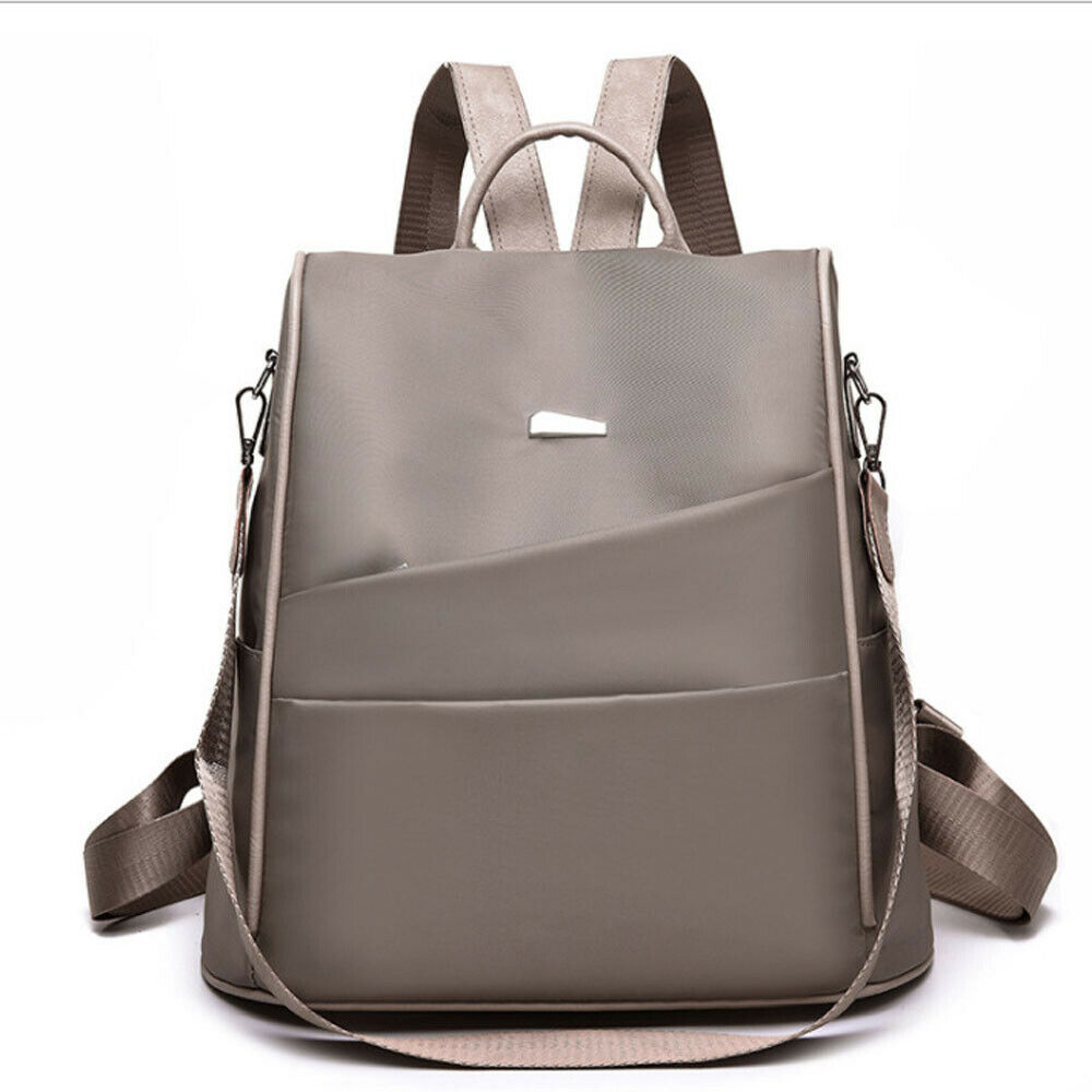 Female anti-theft backpack solid multi-function large capacity school bag shoulder bag: Khaki