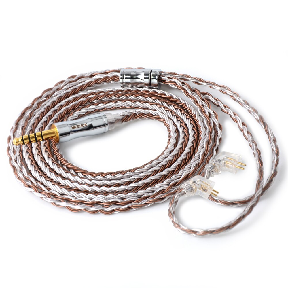 NICEHCK C16-5 Earphone Cable - 1.2m - 16 Core Copper Silver Mixed - MMCX/2Pin/QDC/NX7 Connectors: 4.4mm With NX7 Pin