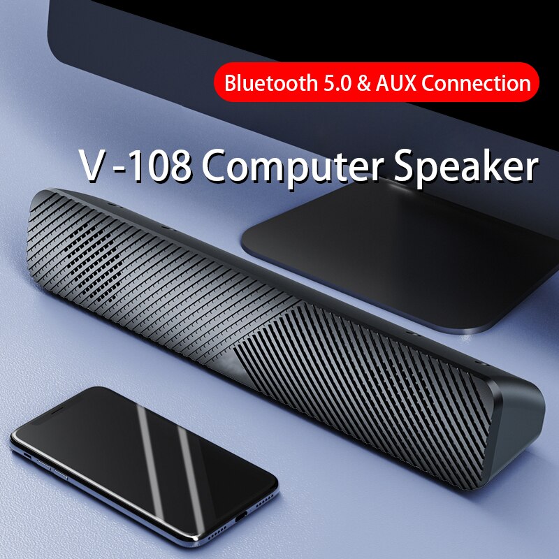 V-108 Tv Soundbar Bedrade Draadloze Bluetooth Speaker Home Theater Aux Bass Subwoofer Geluid Bar Wired Computer Desktop Speakers