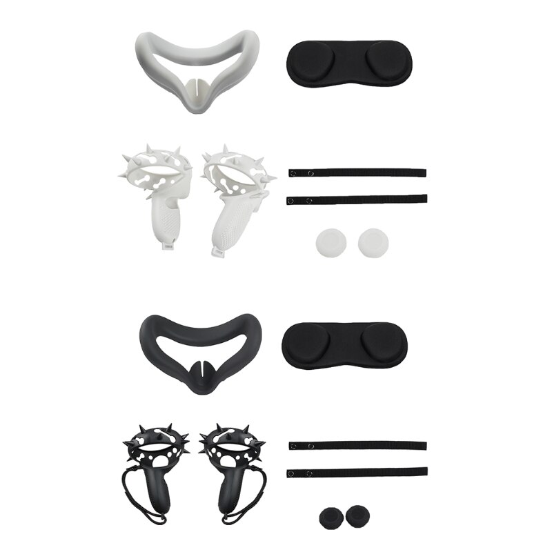 Vr-linsenabdeckung mit kipphebel, silikonhülle und griffband für oculus quest 2