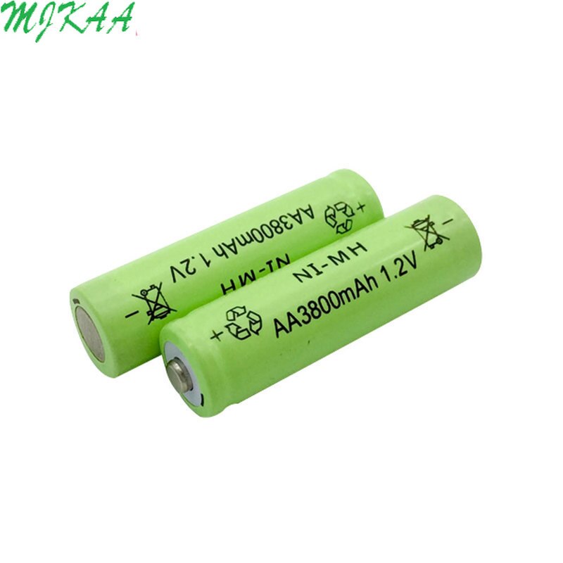 4Pcs Ni-MH 1.2V 3800mAh Green AA Rechargeable Nickel-metal Hydride Battery 14mm*50mm