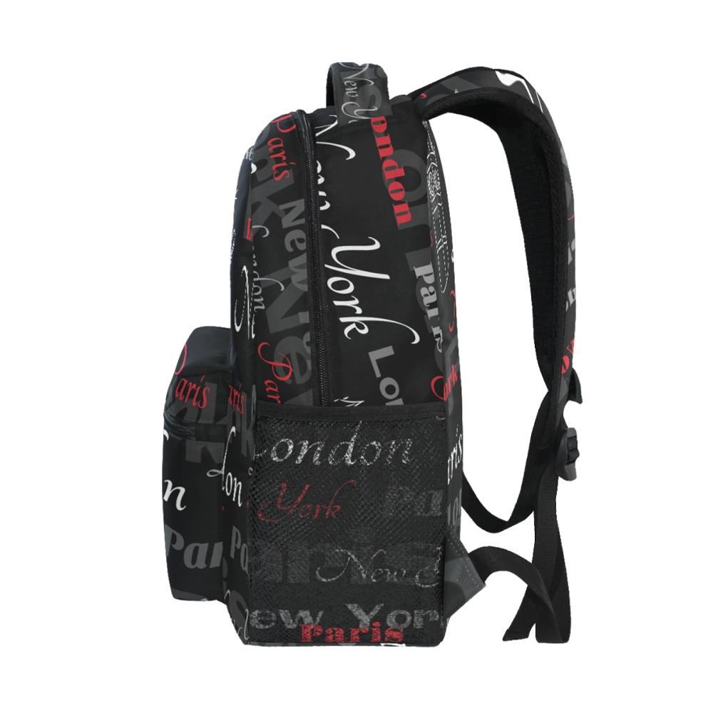 Trend Female Backpack Casual Women Backpack Black Woman 14 Inch Laptop Bag Letter Printing School Bag for Teenage Girl