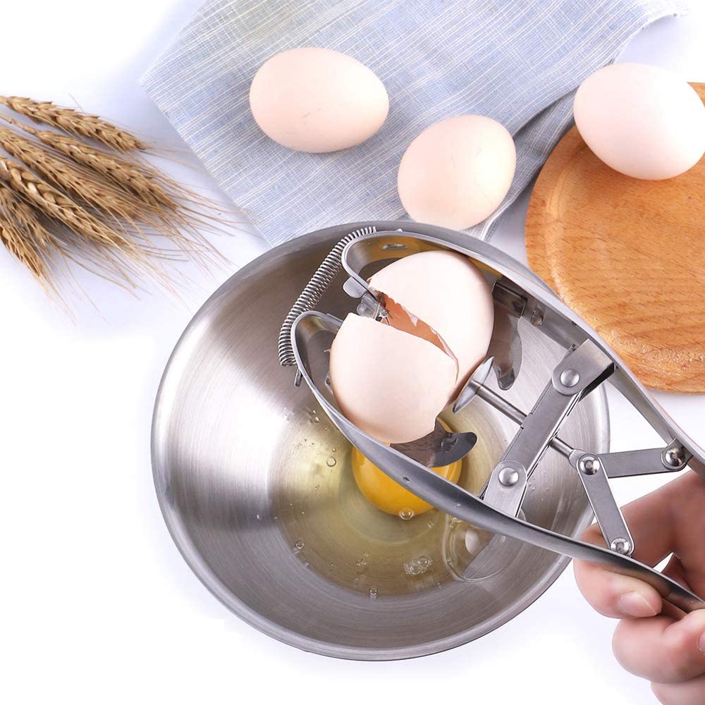 Stainless Steel Raw Egg Opener Portable Egg Shell Breaker Eggshell Cutter Eggs Opening Separator Egg Stripper Quick Egg Opener