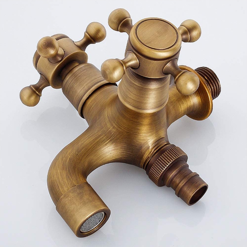 Rubinetto per acqua in ottone europeo a parete rubinetto per acqua antico classico a doppio scopo per il bagno del giardino di casa elegante