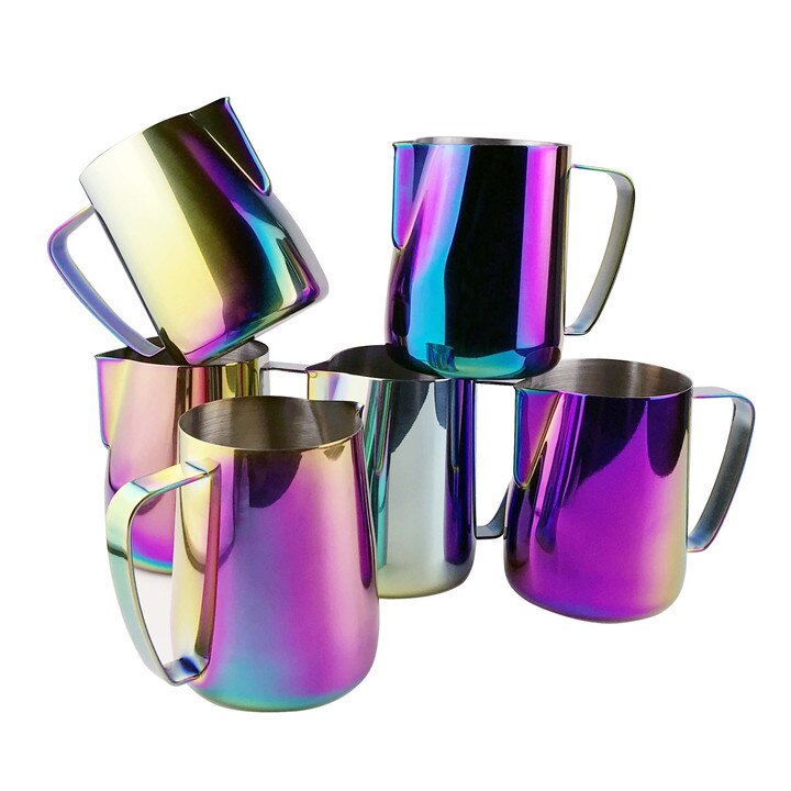 Rvs Latte Koffie Melkkan Cup Opschuimen Werper Pull Bloem Kopje Koffie Melkopschuimer Melk Schuimende Cup Tool 0.35-0.6L: Colorful / 350ml