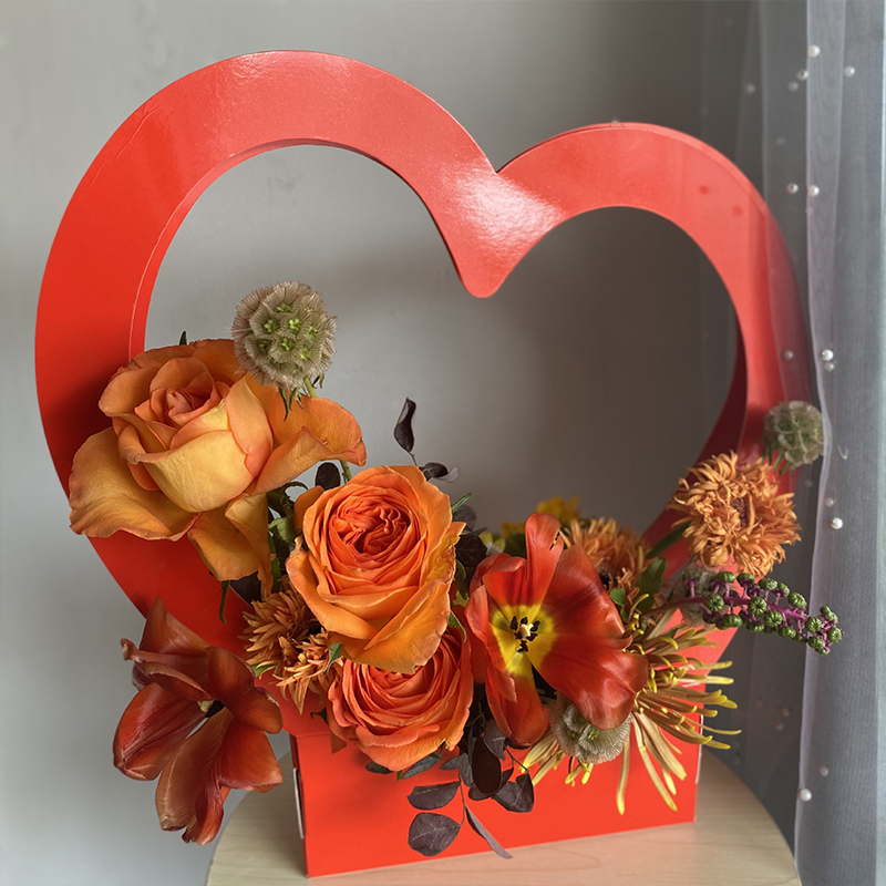 Hart Draagbare Bloemen Dozen Romantische Verpakking Papier Doos Voor Vrouwen Mand Kraft Zakken Cadeaupapier Liefde Bloem Mand: 3
