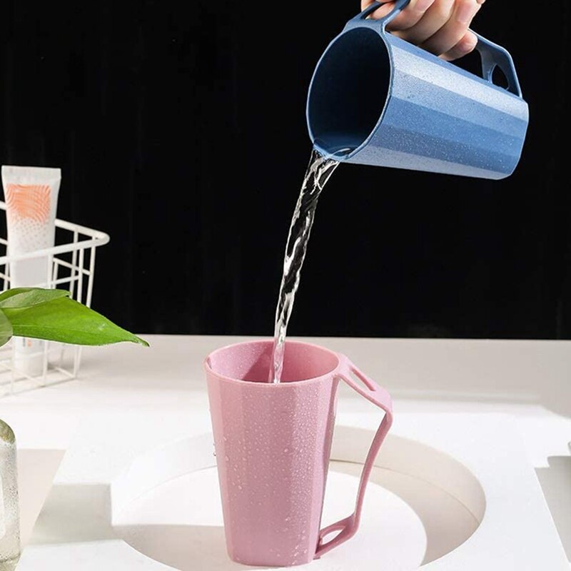 2 Stuks Van Paar Tandenborstel Cups Unbreakable Badkamer Glas Met Hartvormige Handvat Oz Badkamer Cup
