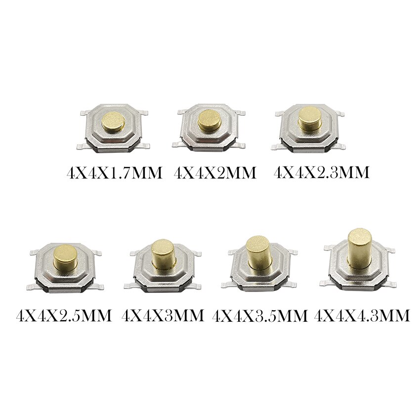Mini interrupteur Tactile à bouton-poussoir momentané, 4x4mm, 50 pièces, PCB, 4x4x4.3/3.5/3/2/5/2/2/1mm