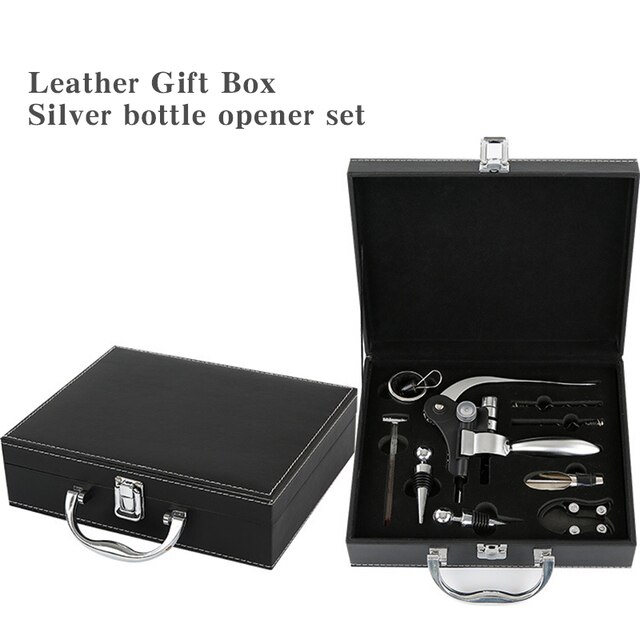 Stainless Steel Wine Opener for Bottle Opener Tools Set with Wood Box Pourer Stopper Foil Cutter Drip Ring Kit: Auburn