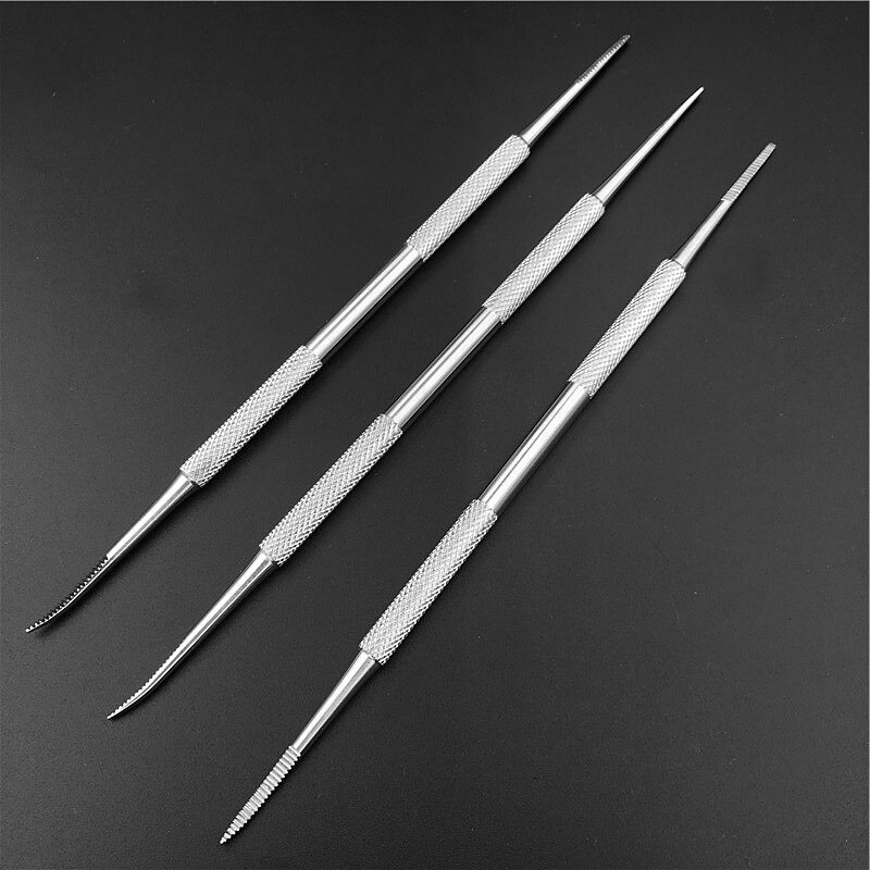 Rvs Tick Een Maker Nagel Groove Ingegroeide Teennagels Cleaning Tools Correctie Nail Dubbele Hoofd Tand Pick Reparatie Nagelvijl