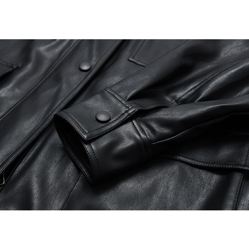 Fmfssom vår höst fyra stora fickor chic lös biker bf vintage kvinnor dam pu skinnjacka skinn moto jacka