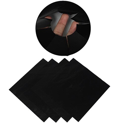 Tapis de Protection de cuisinière à gaz en PTFE noir, amovible, à feuille carrée, facile à nettoyer, 4 pièces