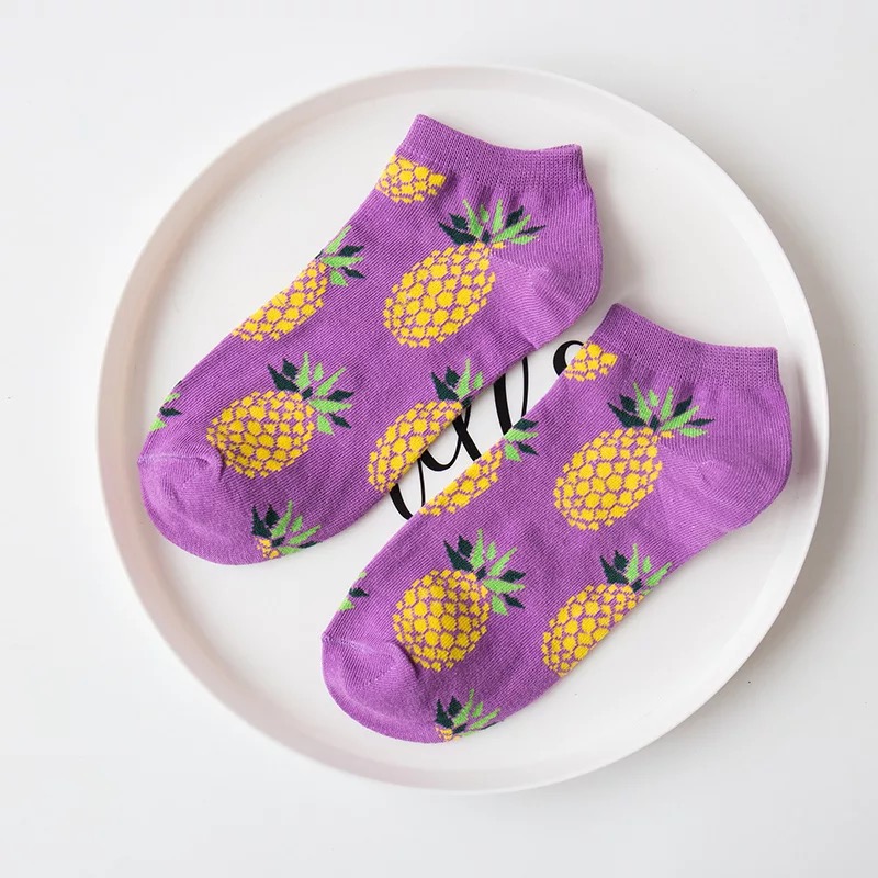 Chaussettes pour femmes Omelette Burger Sushi pomme plante fruits nourriture courte drôle coton chaussettes unisexe heureux chaussettes bateau chaussettes cheville