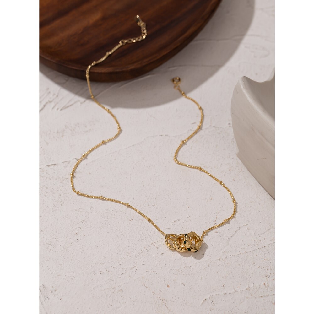 Yhpup-collier avec chaîne pendentif rond en cuivre doré pour femmes, ras du cou plaqué 14 K, d'anniversaire,