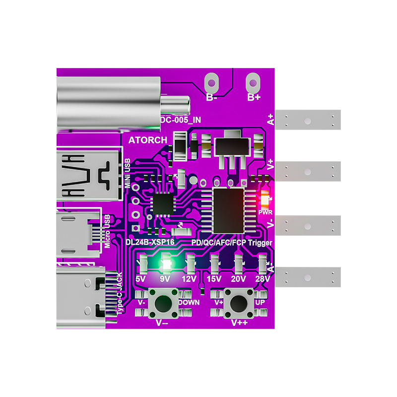 ATORCH-protocolo de carga rápida PD3.1, placa de prueba de 4 cables, medidor de voltaje, receptor, cargador de 140W, herramienta de envejecimiento para probador de carga DL24: Default Title