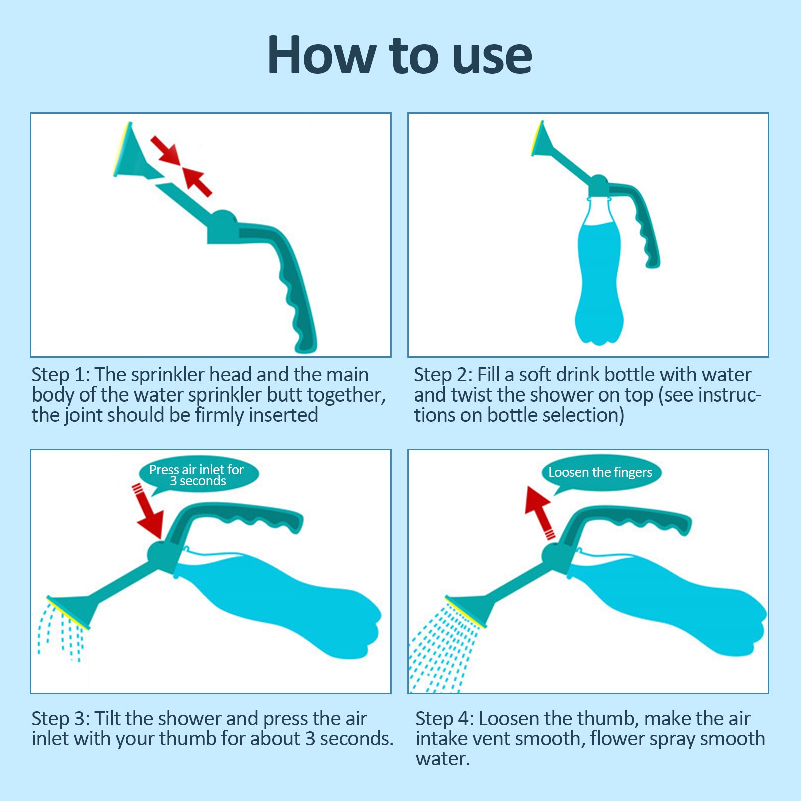 Tappo di bottiglia spruzzatore strumento di ugello di irrigazione in plastica in PVC a bocca lunga annaffiatoio da giardino spray irrigatore irrigatore per piante