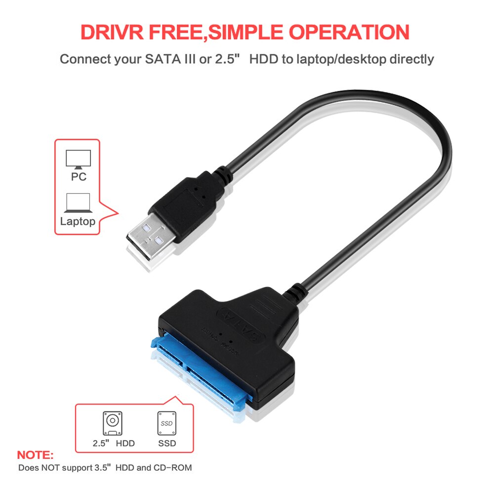 kebidu High Speed USB 3.0 2.0 to Sata Cable 22 Pin 2 5" 3.5" 2.5 inch HDD Hard Disk Driver DVD CD Rom Adapter Converter