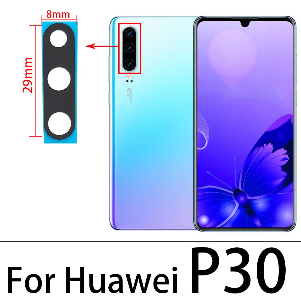 Per Huawei Honor 9X V20 20i 20 20S 30S 30 P30 Pro P40 Lite Posteriore Posteriore Dell'obiettivo di Macchina Fotografica copertura in vetro di Ricambio con Adesivo: P30