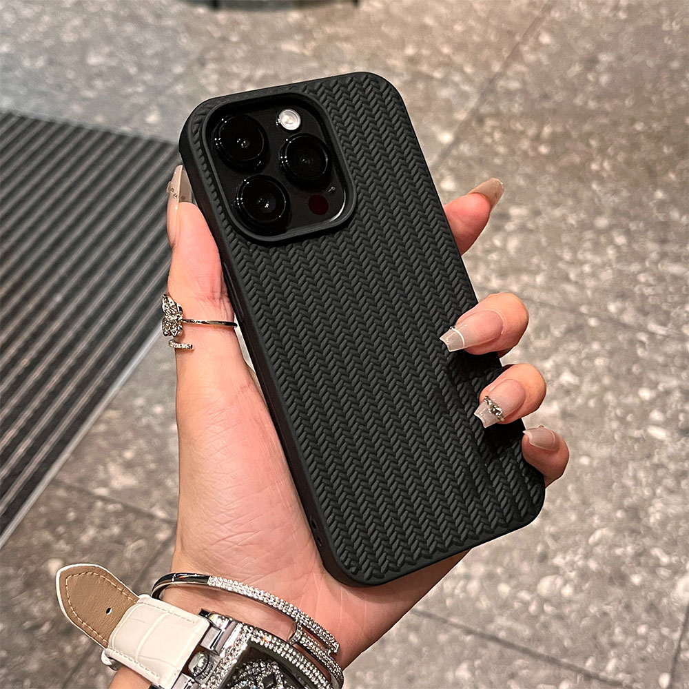 Luxe Breien Graan Telefoon Case Voor iPhone 11 12 13 14 15 16 Pro Max Plus X Xs max XR Bumper Zachte Siliconen Gevallen Cover