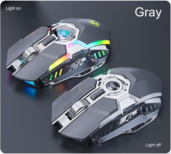 IMice G7 2.4GHz Wireless Gaming Mouse RGB LEDlight 3200DPI Rechargeable USB Receive Photoelectric Mute Mice For Pc Gamer Desktop: Gray Mice