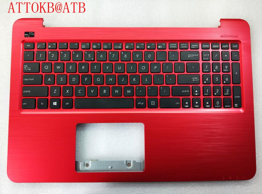 Russisch/Engels Laptop Toetsenbord Voor Asus X556 FL5900U A556U K556UA X556UA F556U VM591U V556U Toetsenbord Palmrest Cover: RED