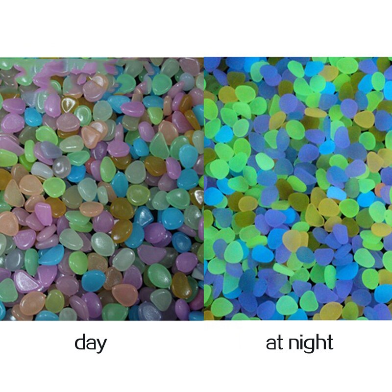 100 stk hage glød i mørk dekor lysende dekorative steiner småstein utendørs akvarium dekorasjon steiner akvarium blanding farge