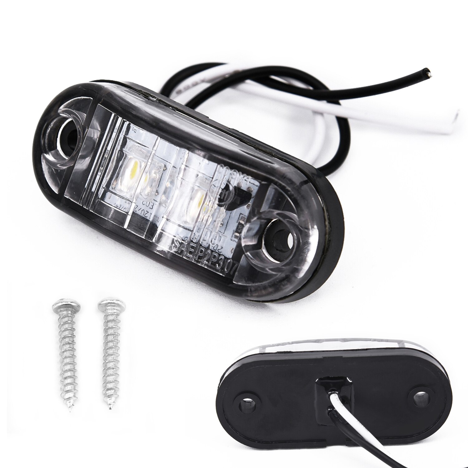 Juego de luces LED para remolque de coche, 12V, 2 uds., Indicador lateral blanco, resistentes al agua, 0,5 W, súper lámpara de plástico, camión duradero